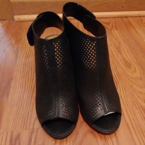 Black open toe booties